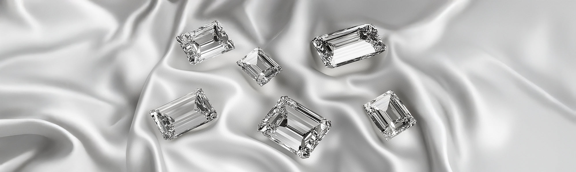 emerald cut diamonds on silk