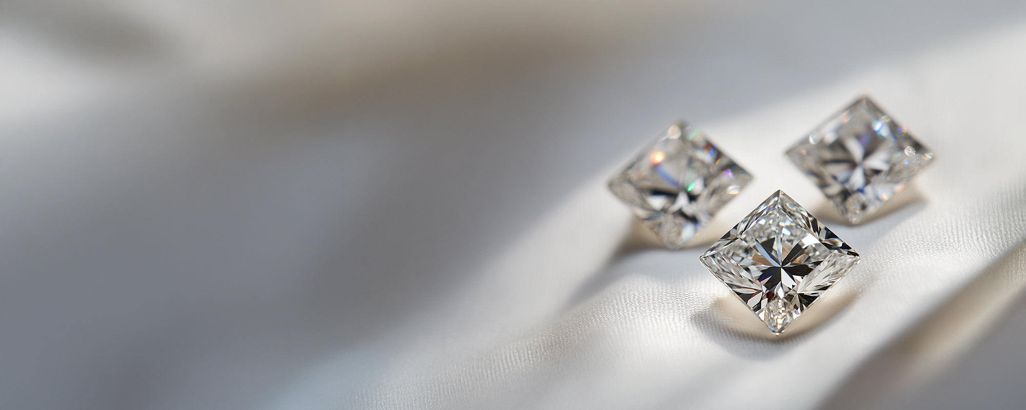 princess cut diamonds on silk
