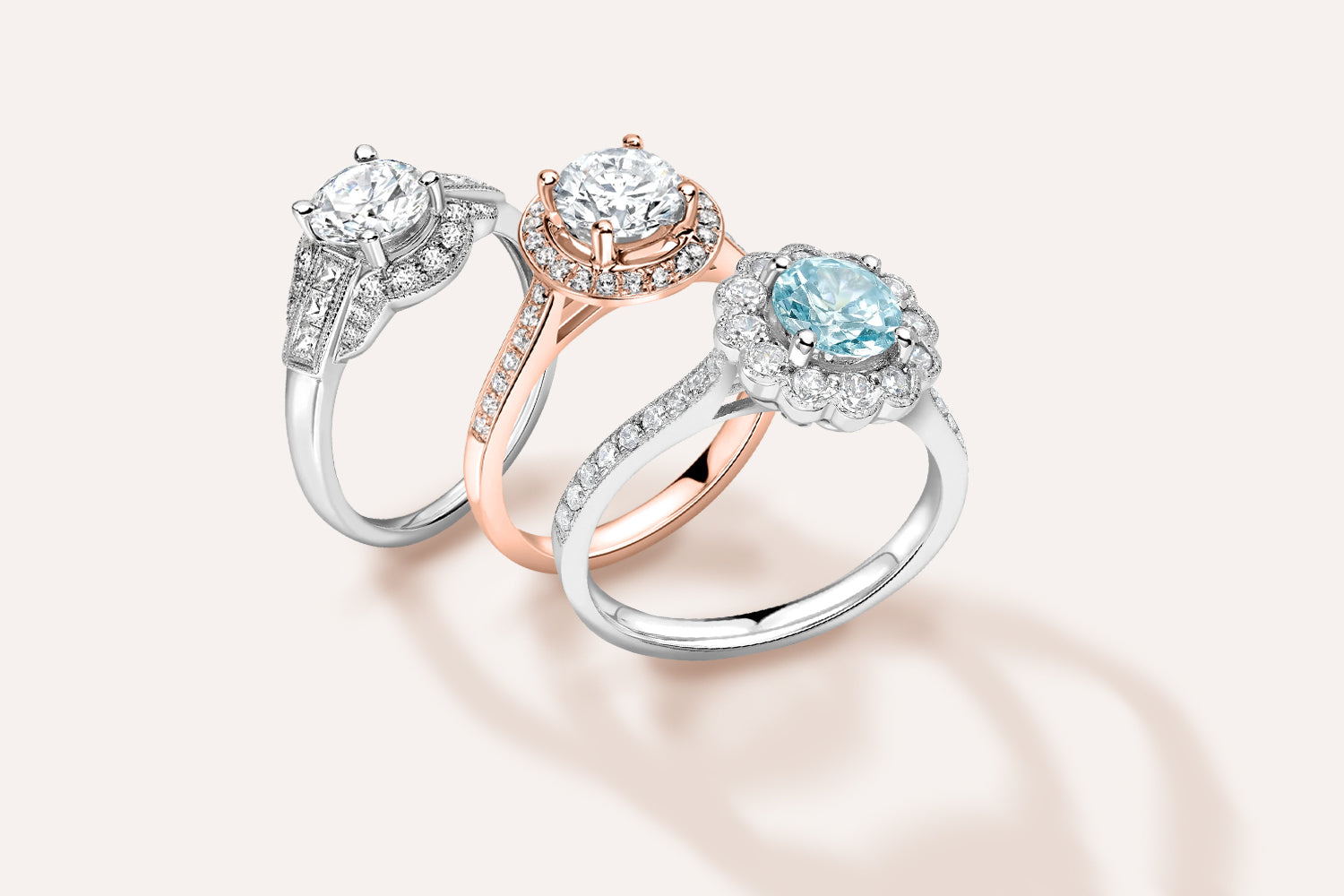 JQ Diamonds Silver and Rose Gold Engagement Rings