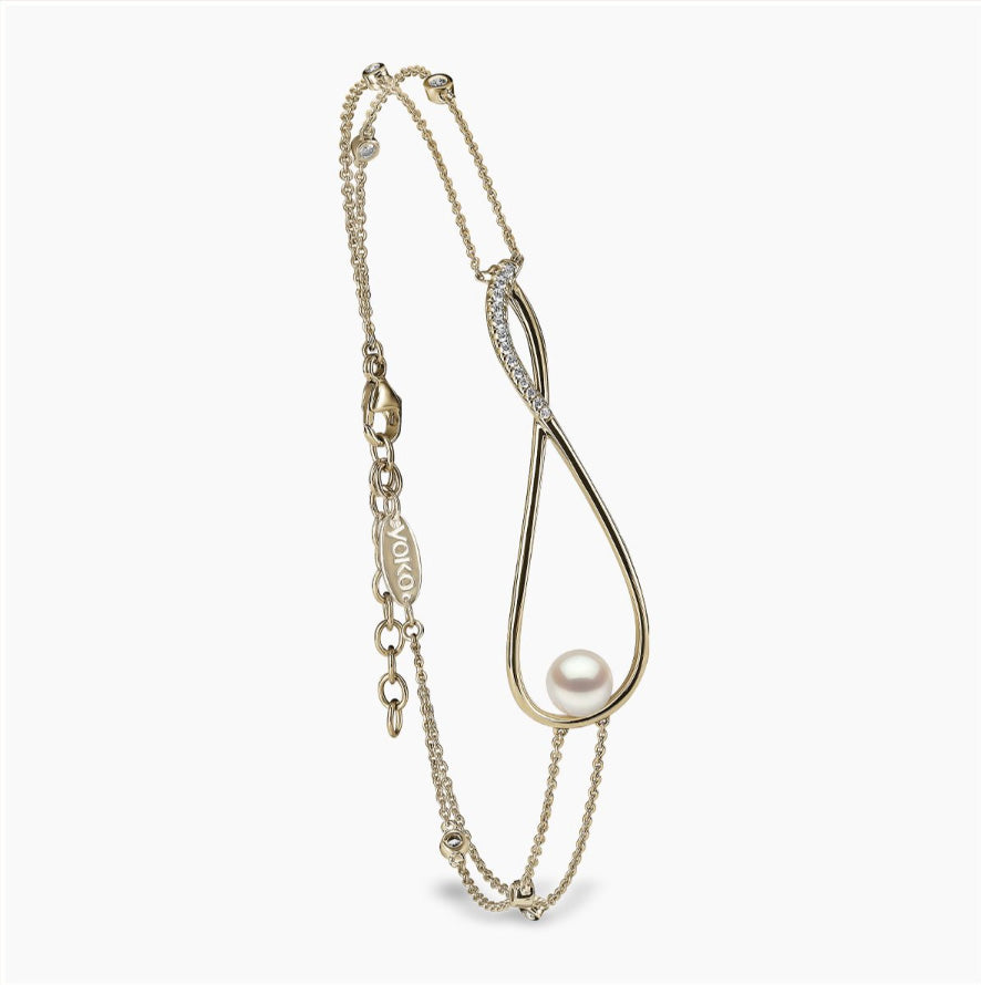 18K Yellow Gold Akoya Pearl & Diamond Bracelet