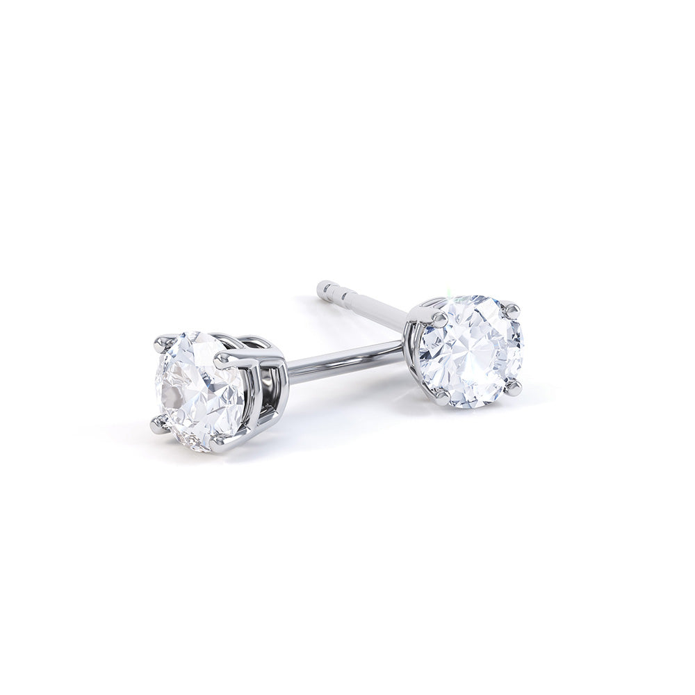 4 Claw Round Cut Diamond Studs