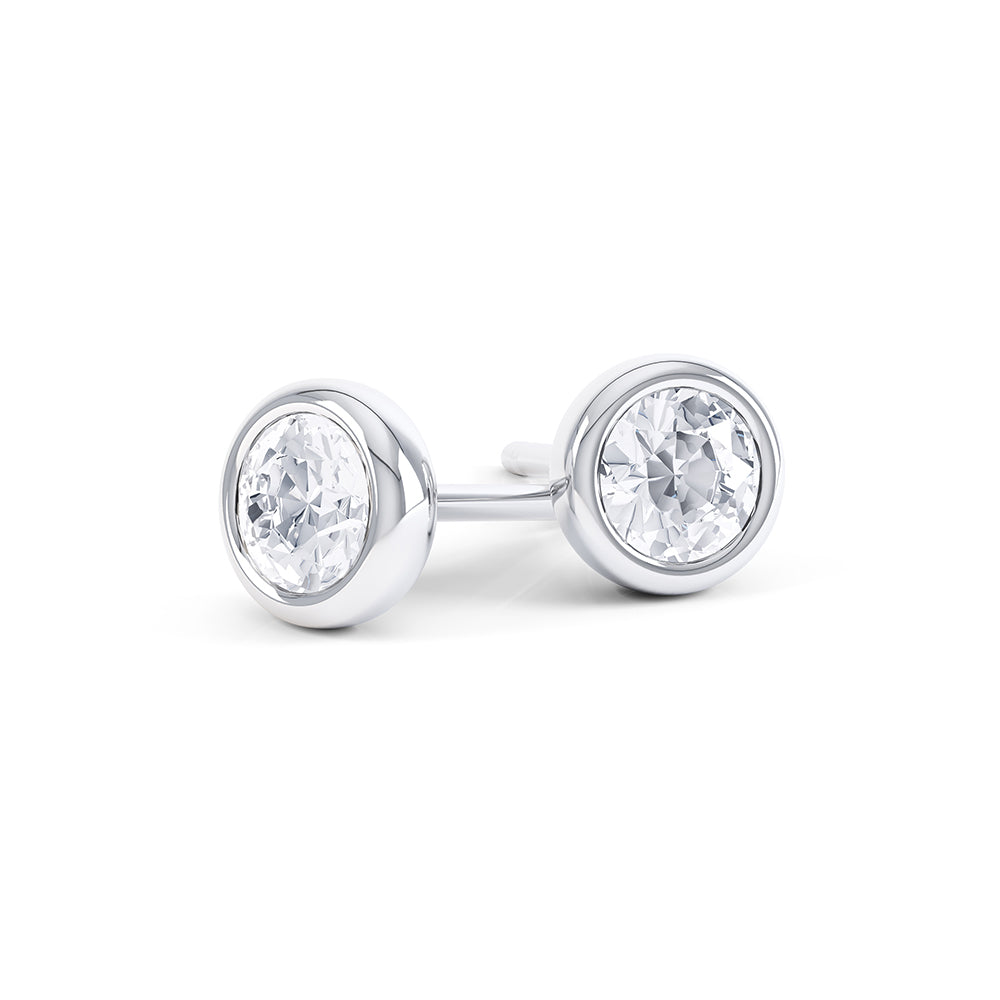 Bezel Set Round Cut Diamond Studs