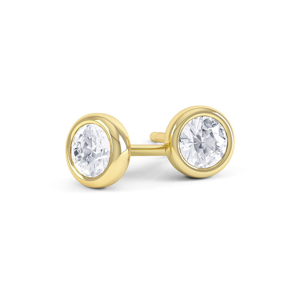 Bezel Set Round Cut Diamond Studs