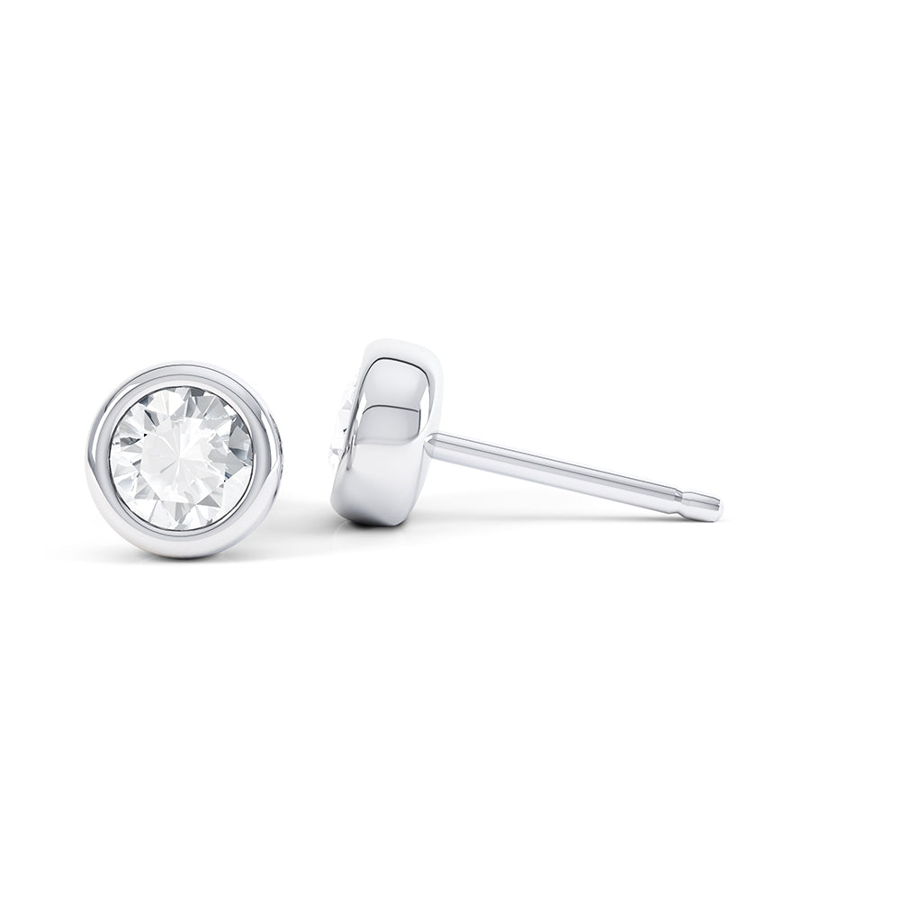 Bezel Set Round Cut Diamond Studs