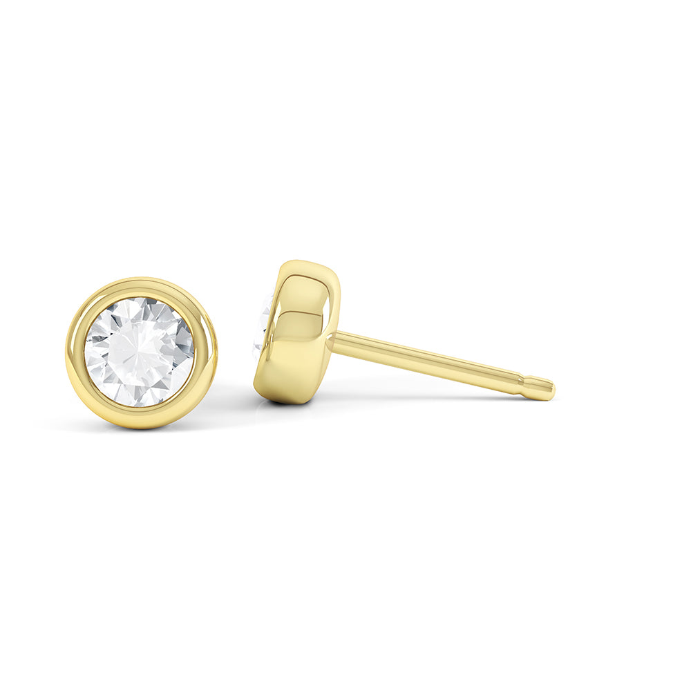 Bezel Set Round Cut Diamond Studs