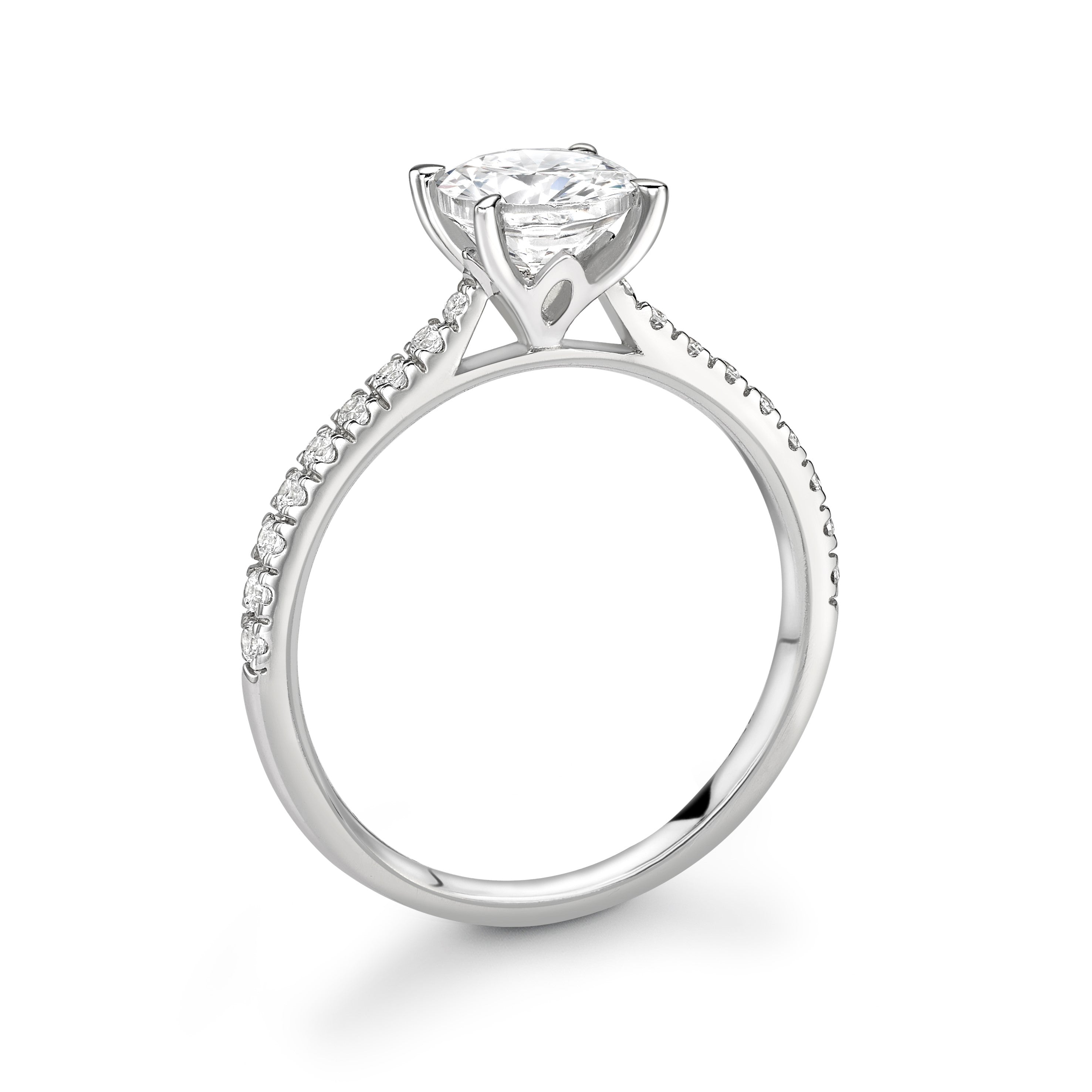 Amelia - Round Brilliant, Shoulder Set Ring