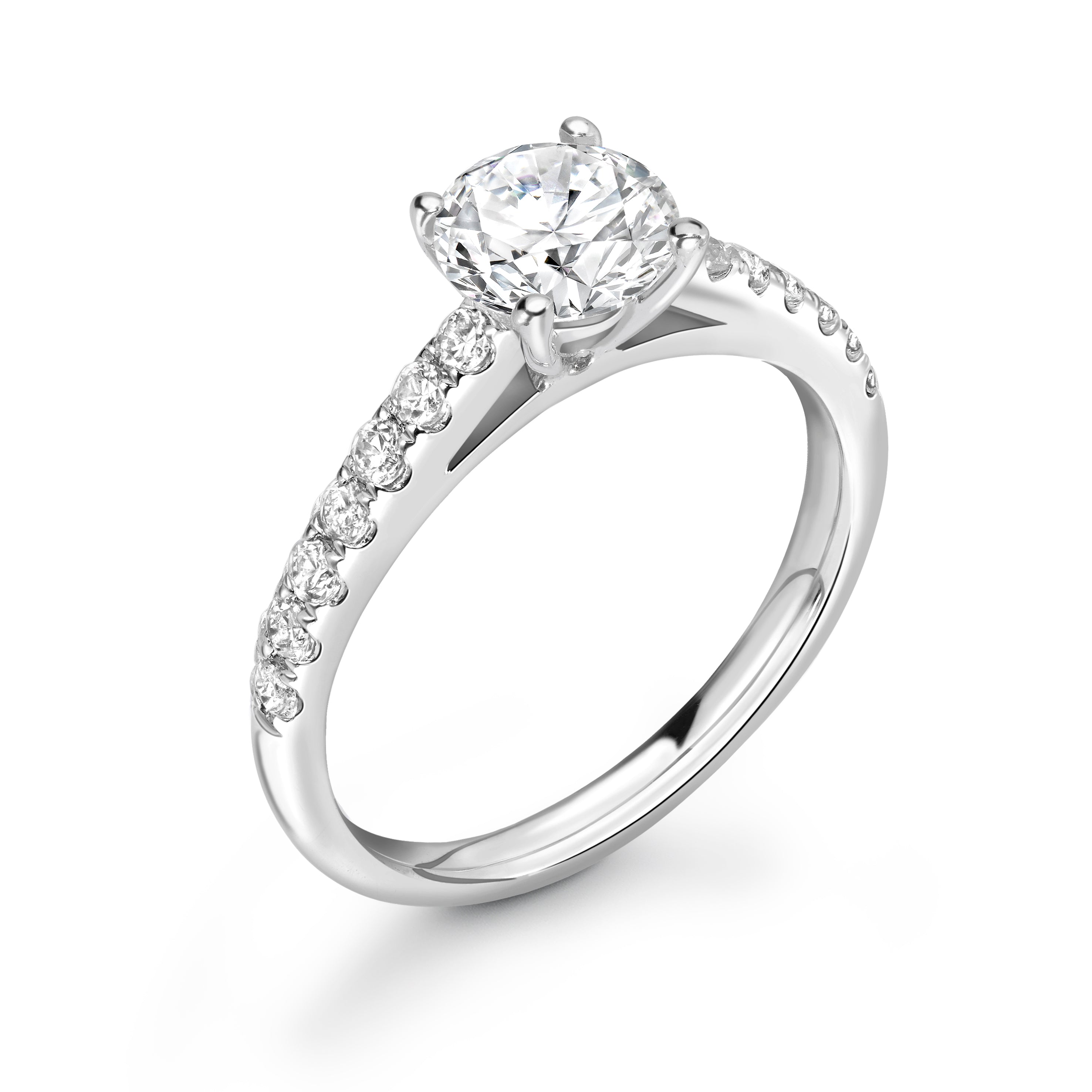 Hazel - Round Brilliant, Shoulder Set Ring