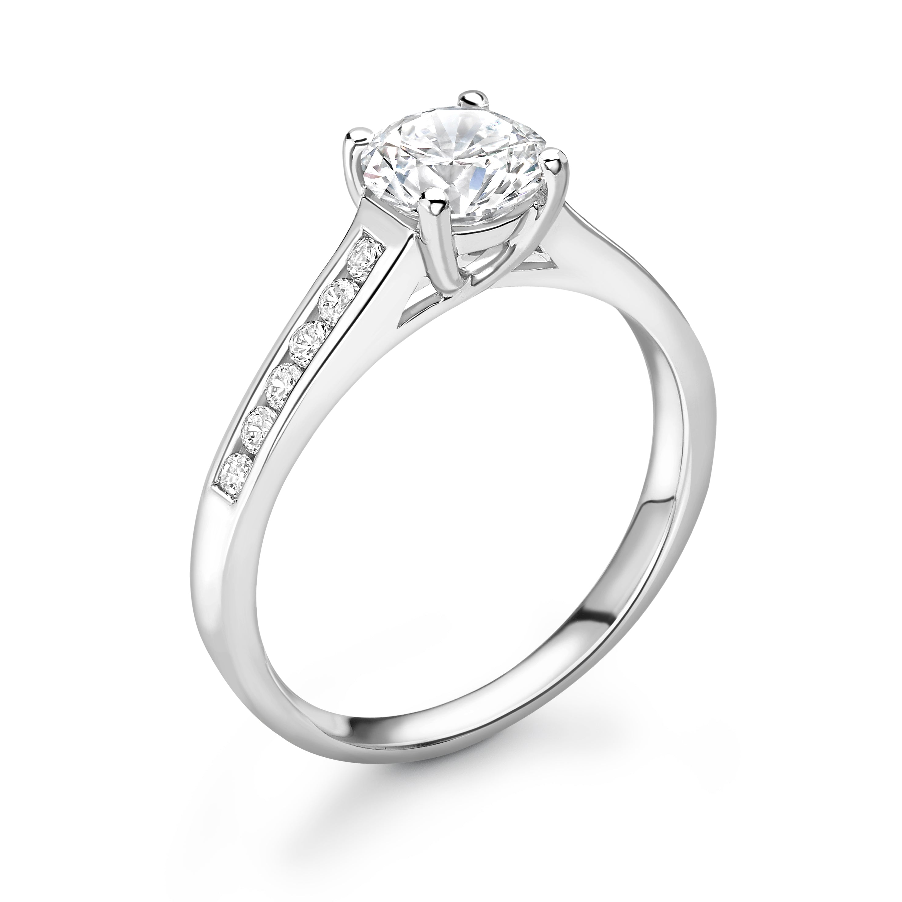 Lucy - Round Brilliant, Shoulder Set Ring