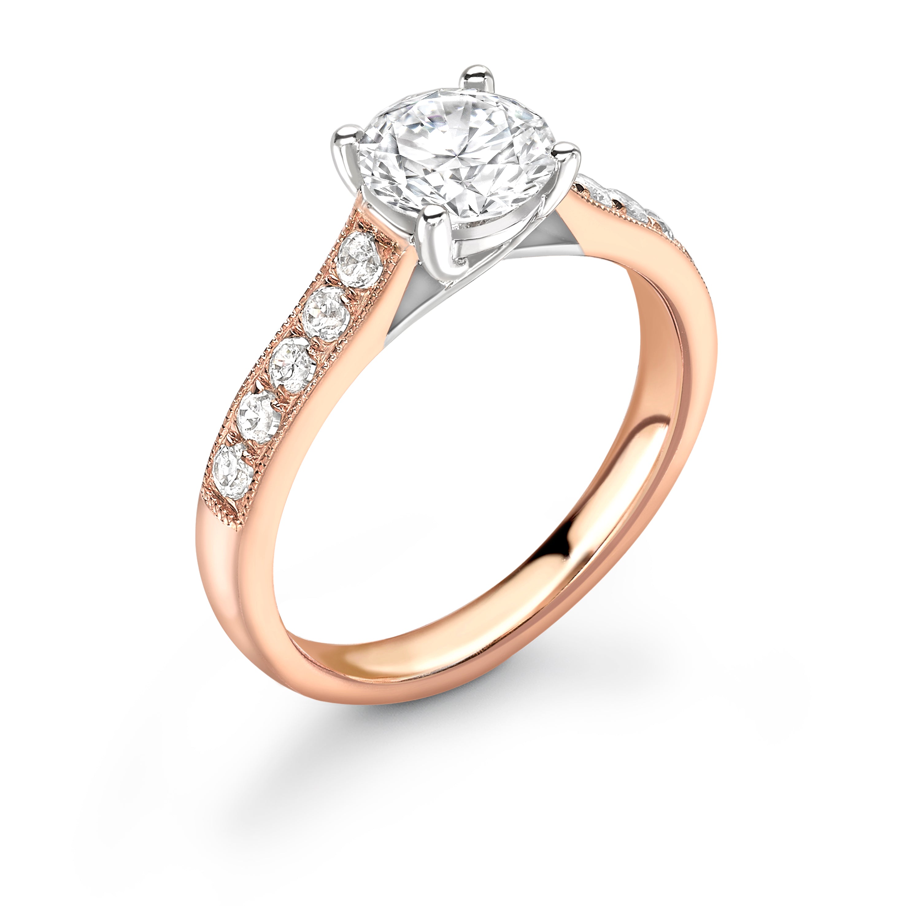 Stella - Round Brilliant, Shoulder Set Ring
