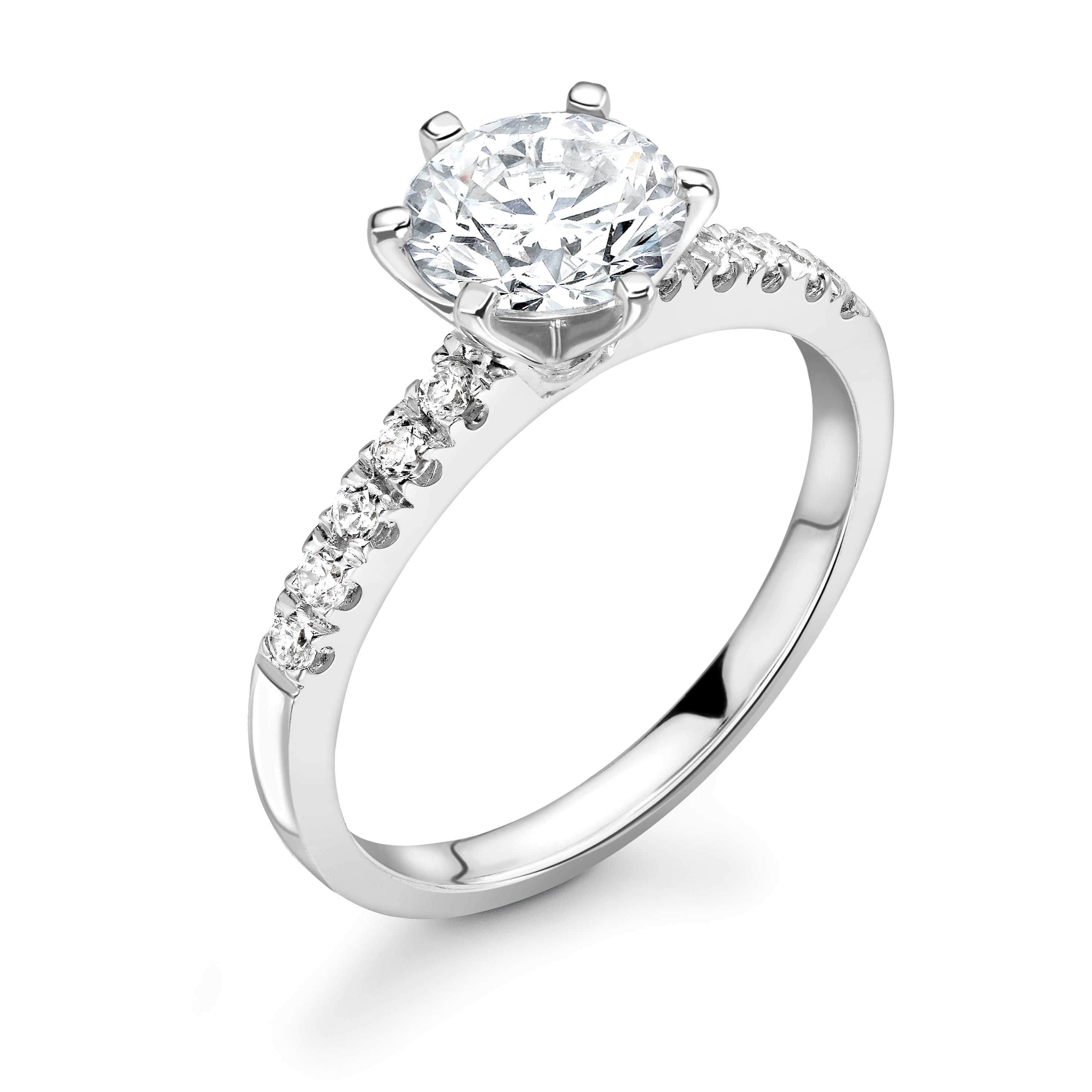 Mia - Round Brilliant, Shoulder Set Ring