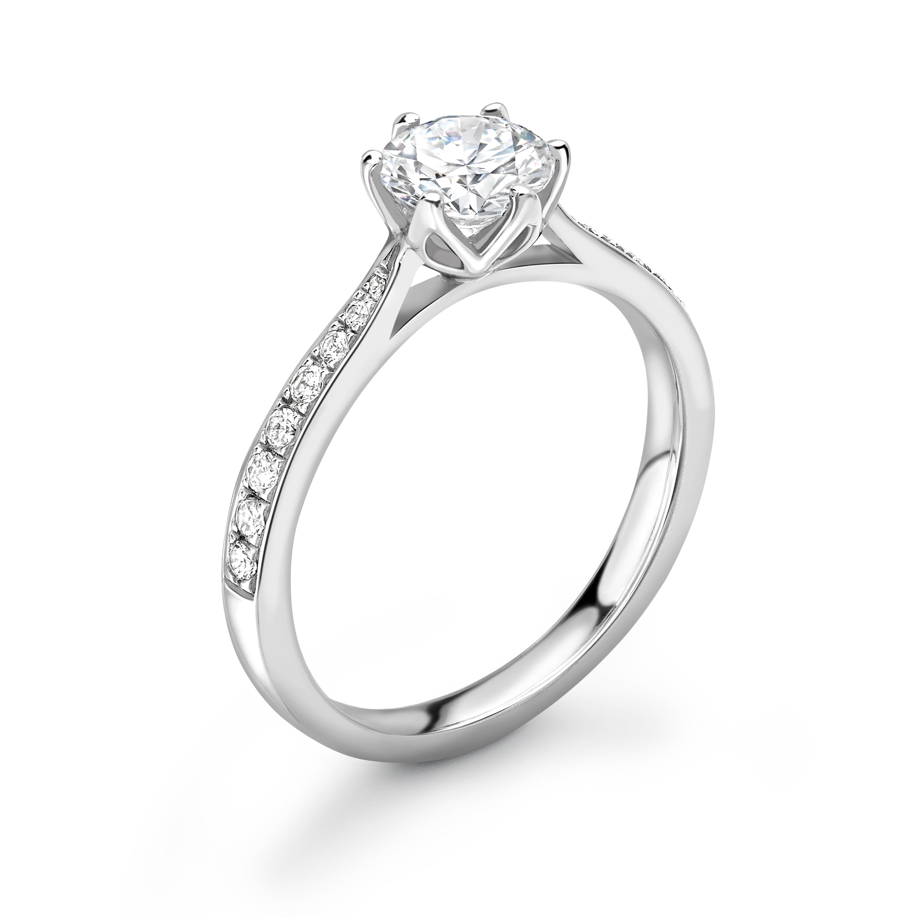 Layla - Round Brilliant, Shoulder Set Ring