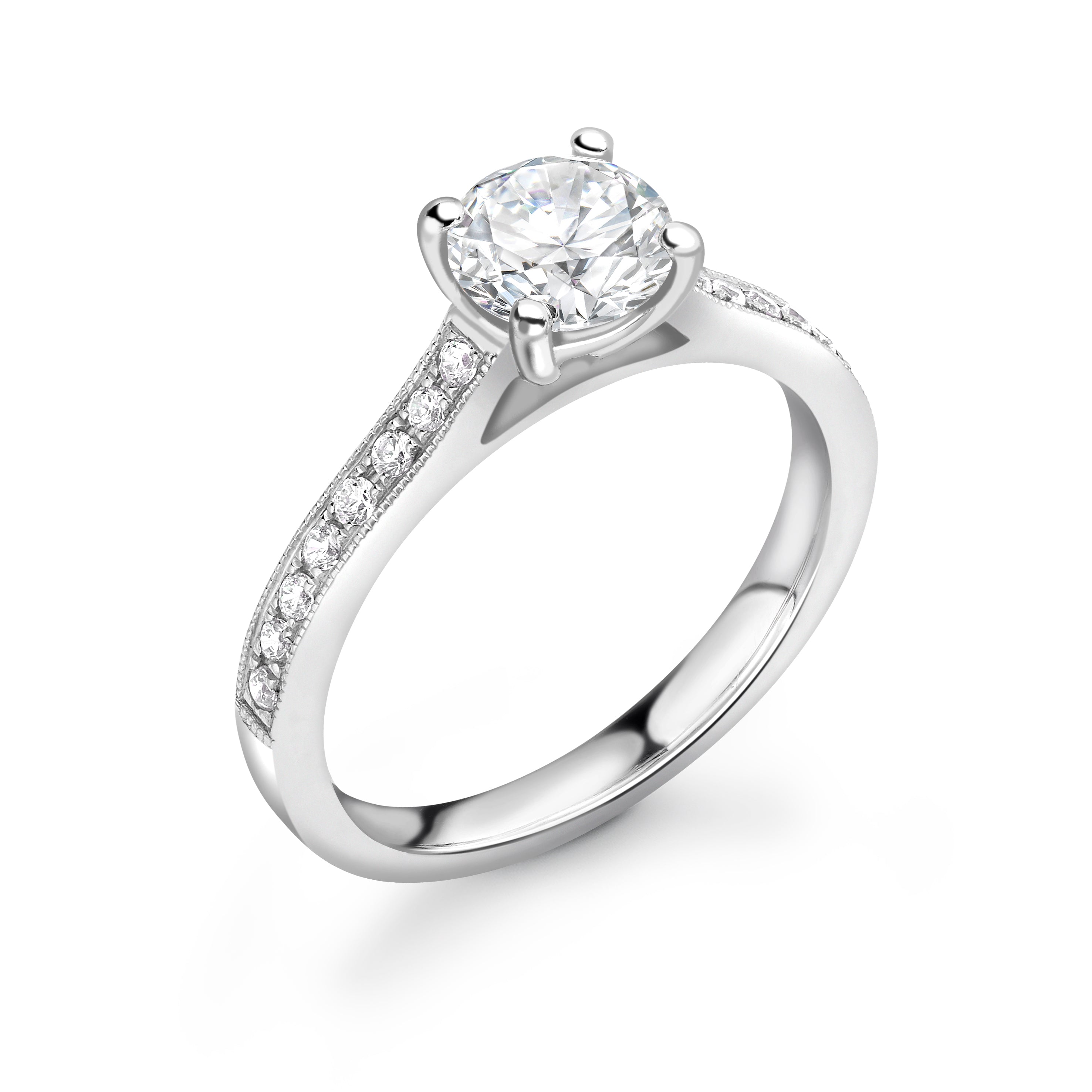 Luna - Round Brilliant, Shoulder Set Ring