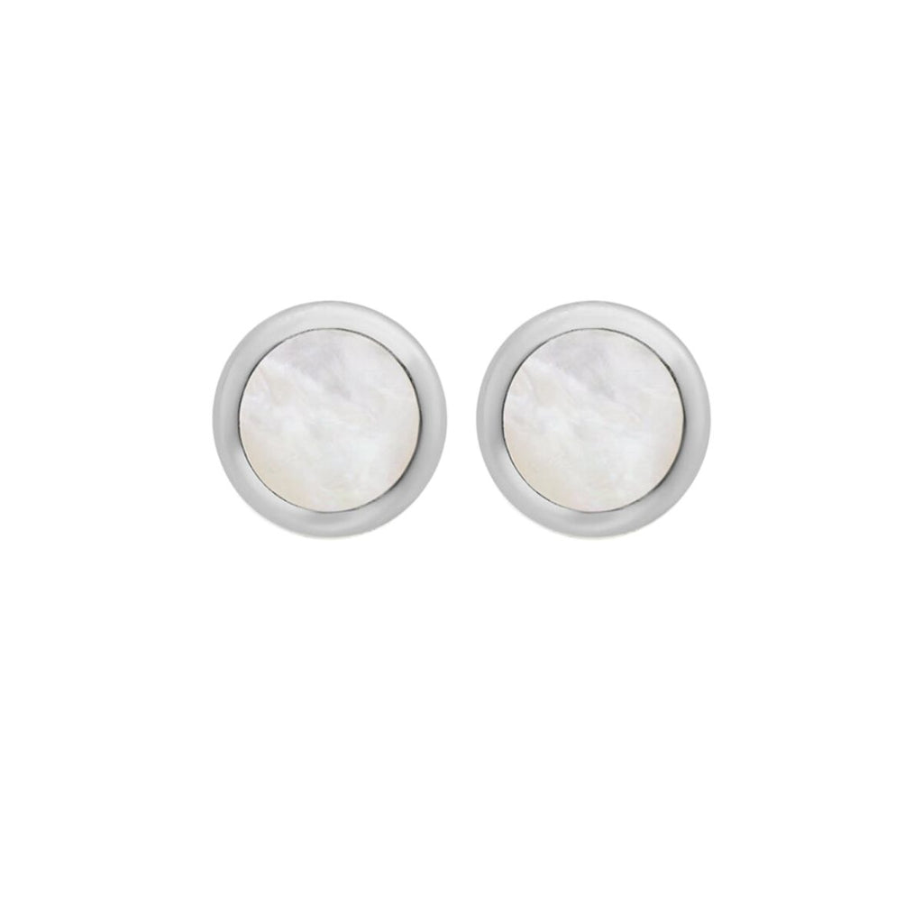 STERLING SILVER MOTHER OF PEARL 20MM ROUND CUFFLINKS