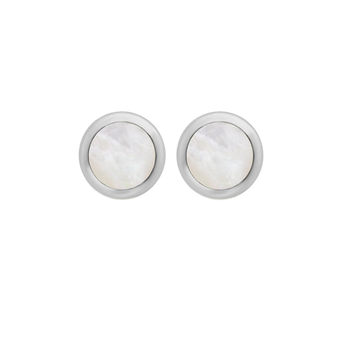 STERLING SILVER MOTHER OF PEARL 20MM ROUND CUFFLINKS