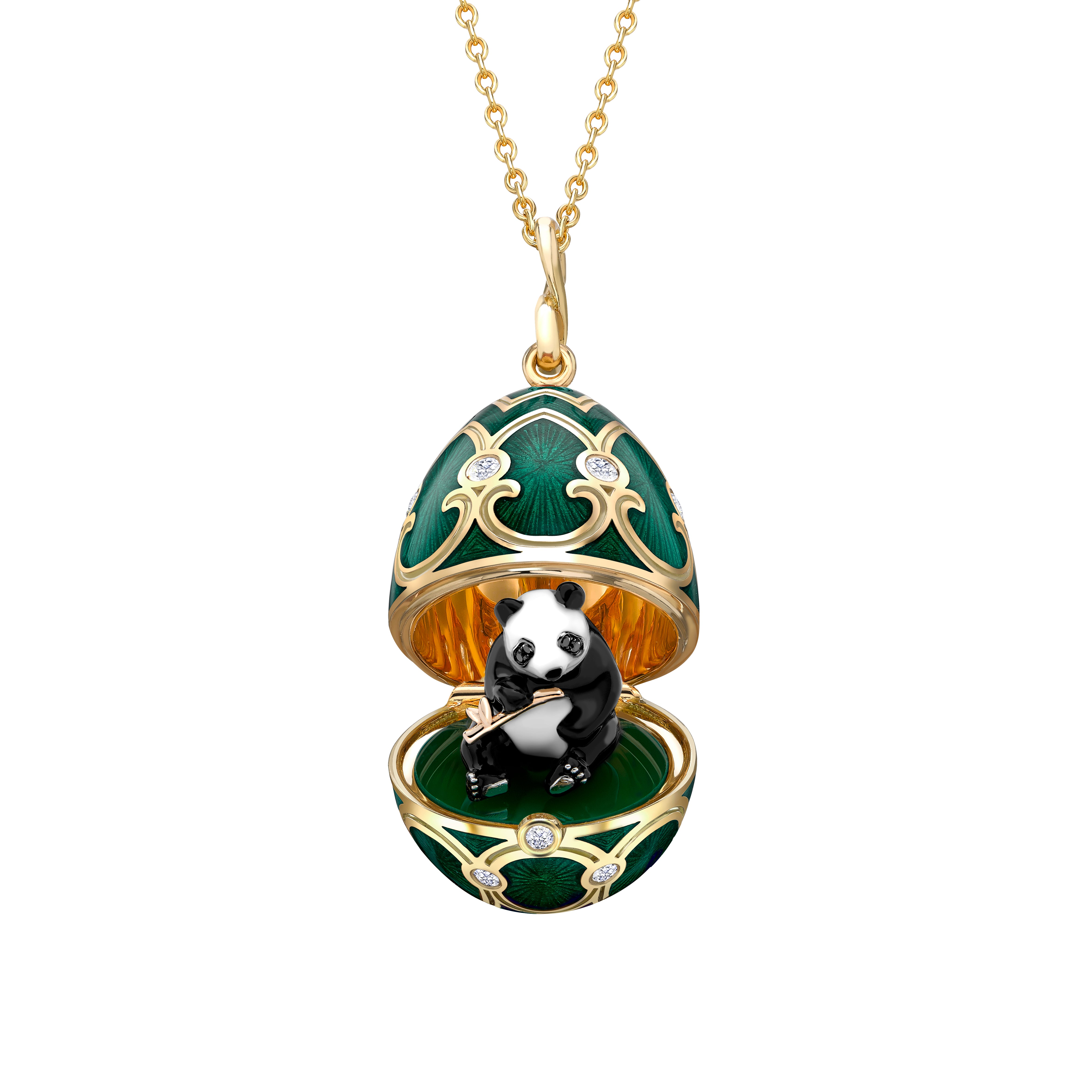Fabergé Heritage Yellow and Rose Gold Surprise Panda Pendant