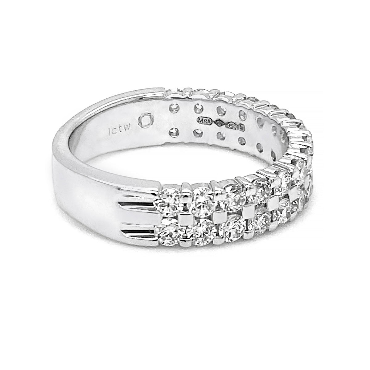 Platinum Brilliant Cut Diamond Double Row Eternity Ring