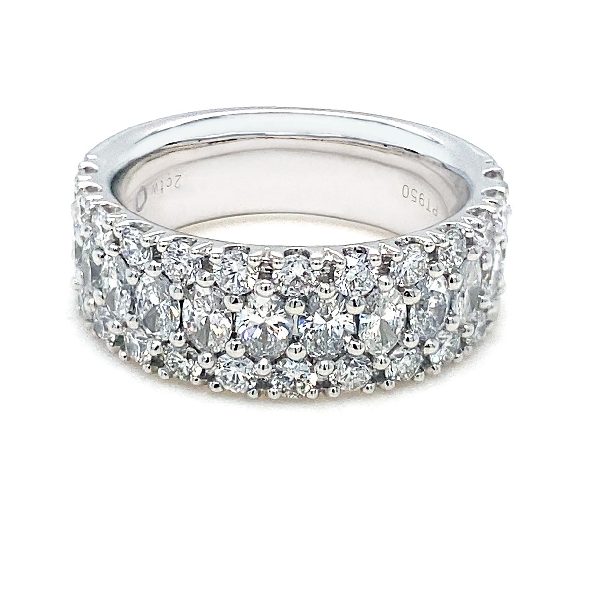 Platinum 2.00ct Diamond Triple Row Eternity Ring