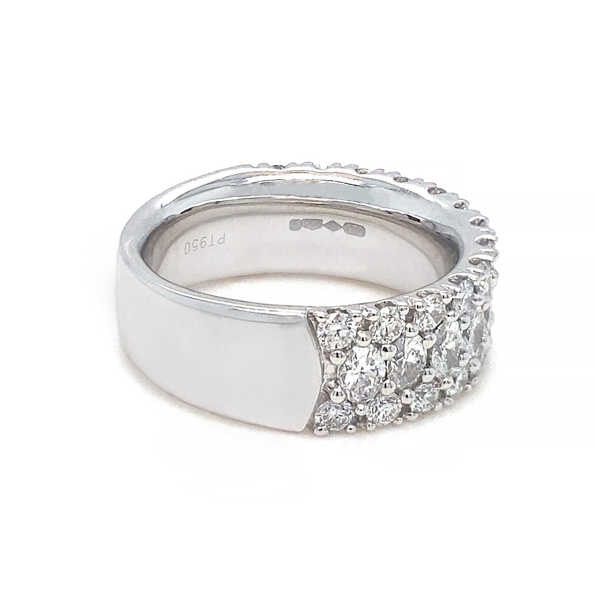 Platinum 2.00ct Diamond Triple Row Eternity Ring