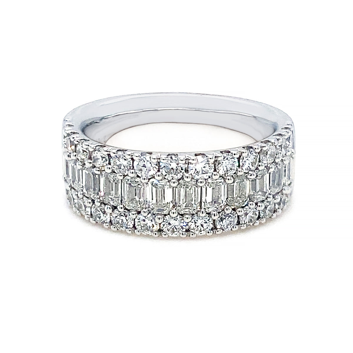 Platinum 2.00ct Round & Emerald Cut Diamond Ring