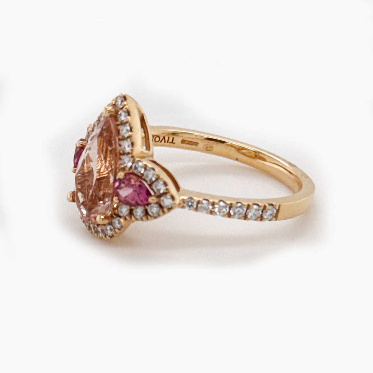 18K Rose Gold Pear Morganite Ring