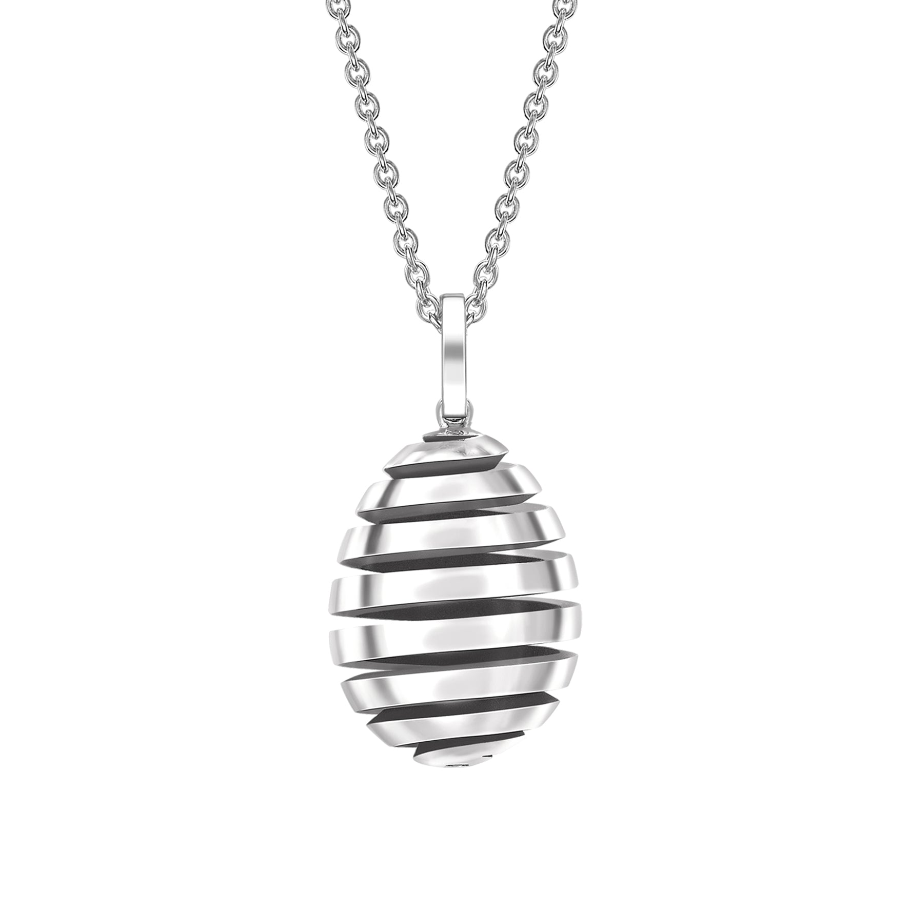 Fabergé Essence White Gold Spiral Egg Pendant