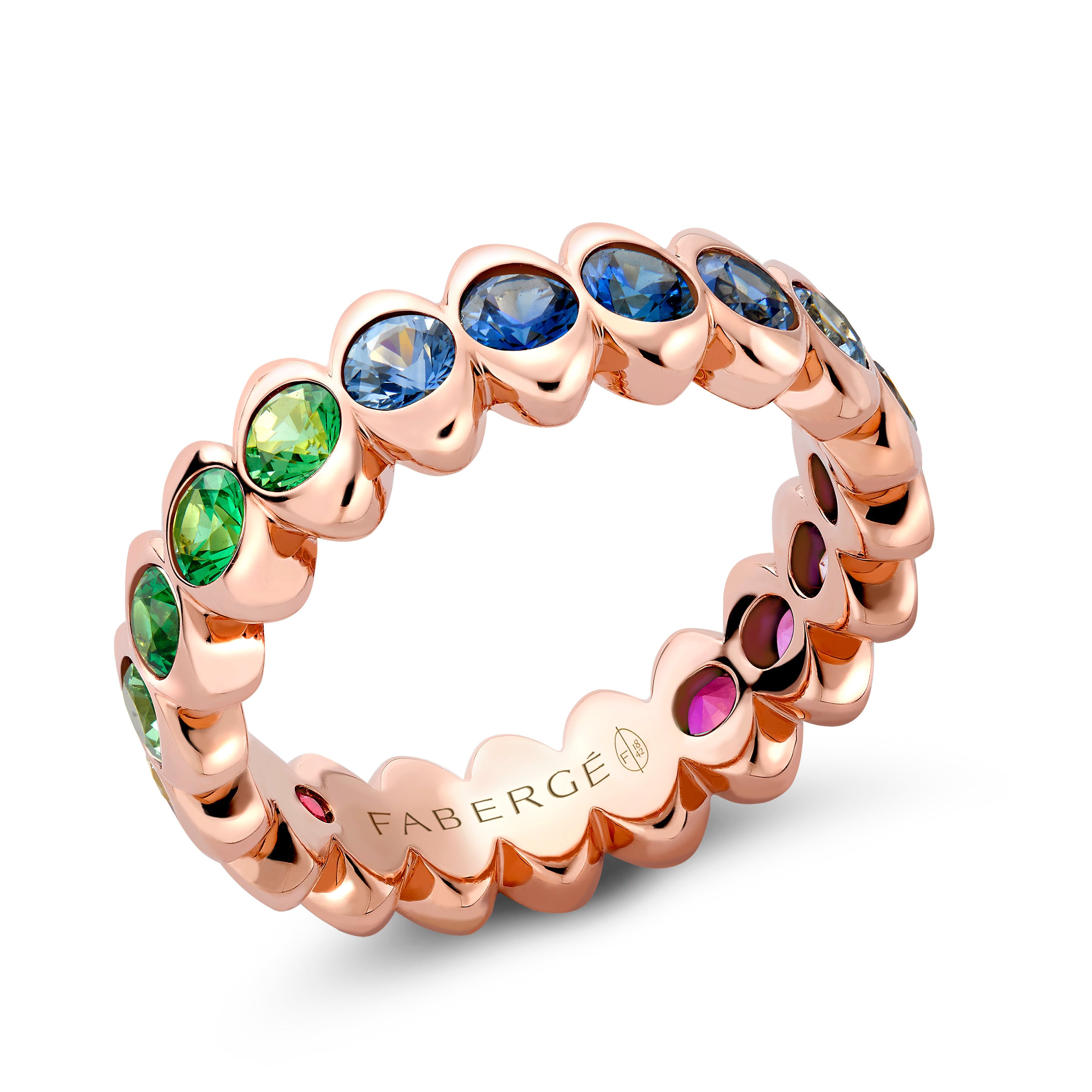Fabergé Code Rose Gold Eternity Ring with Mixed Gemstones