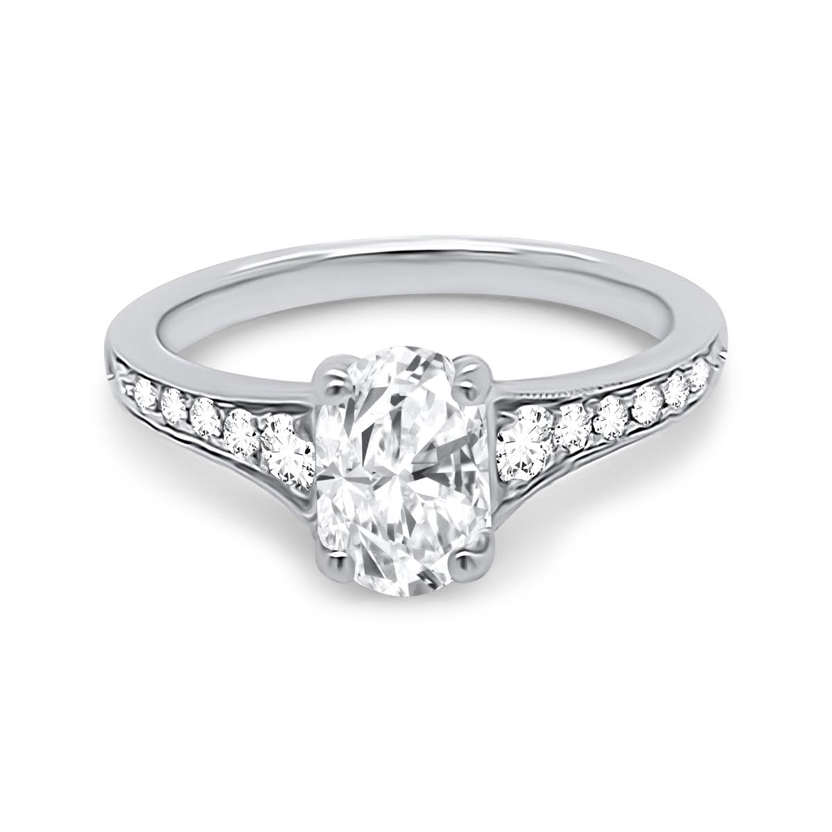 Platinum Oval Cut Diamond Engagement Ring