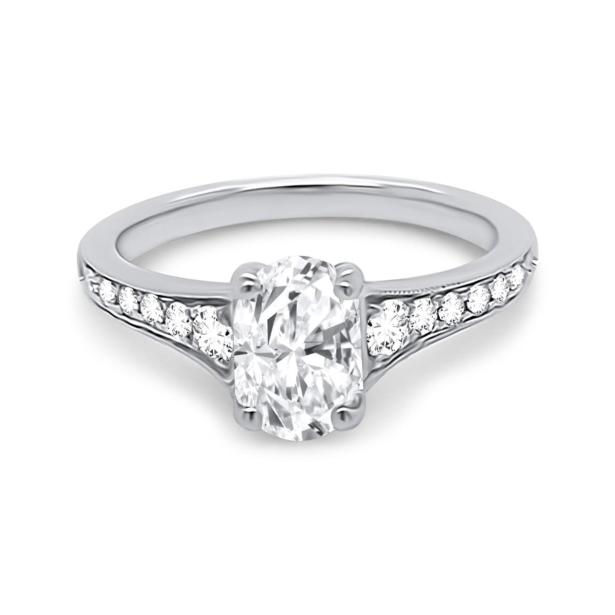 Platinum Oval Cut Diamond  Engagement Ring