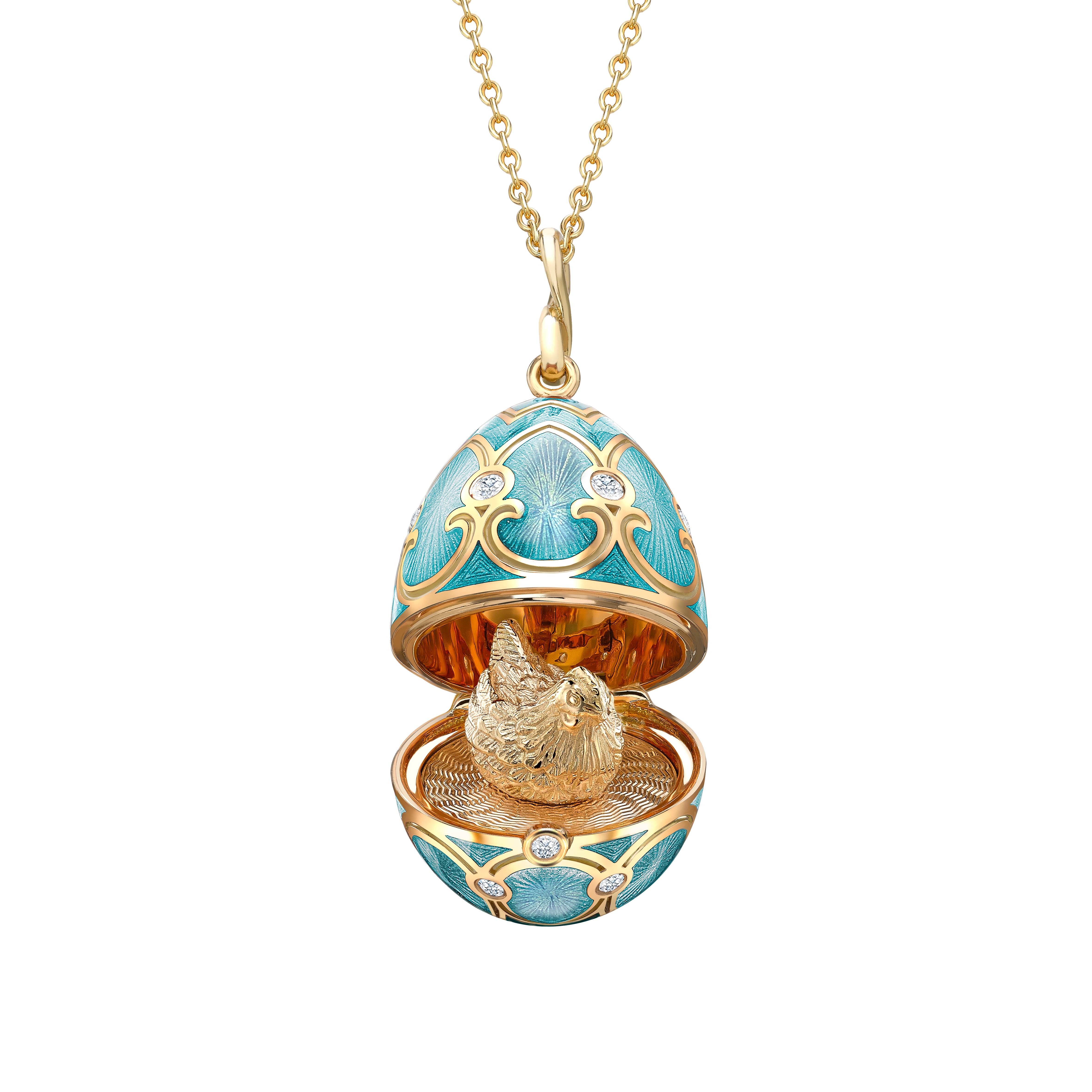 Fabergé Heritage Yellow Gold Surprise Hen Pendant