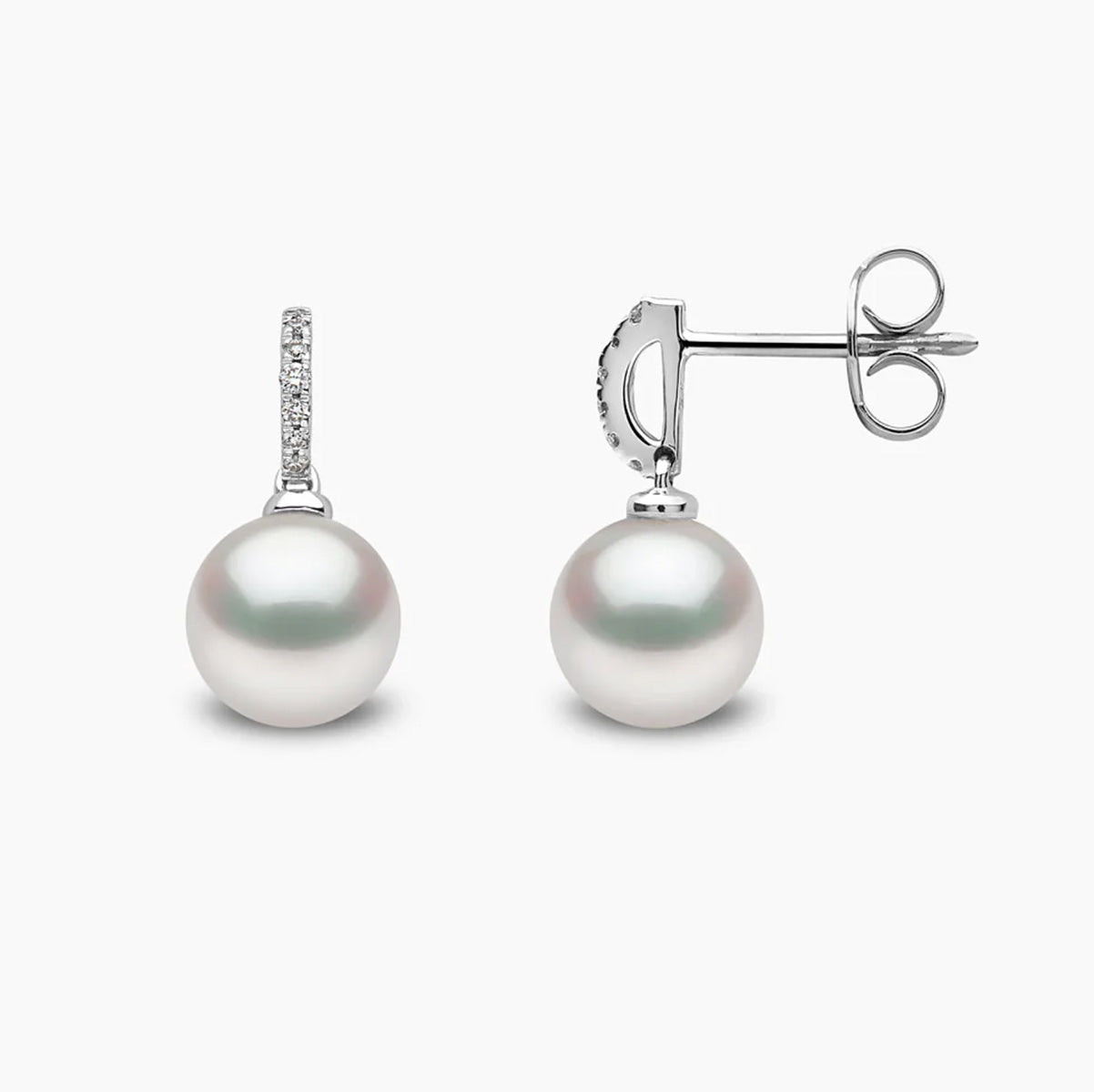 Classic 18K White Gold  Freshwater Pearl Drop Earrings