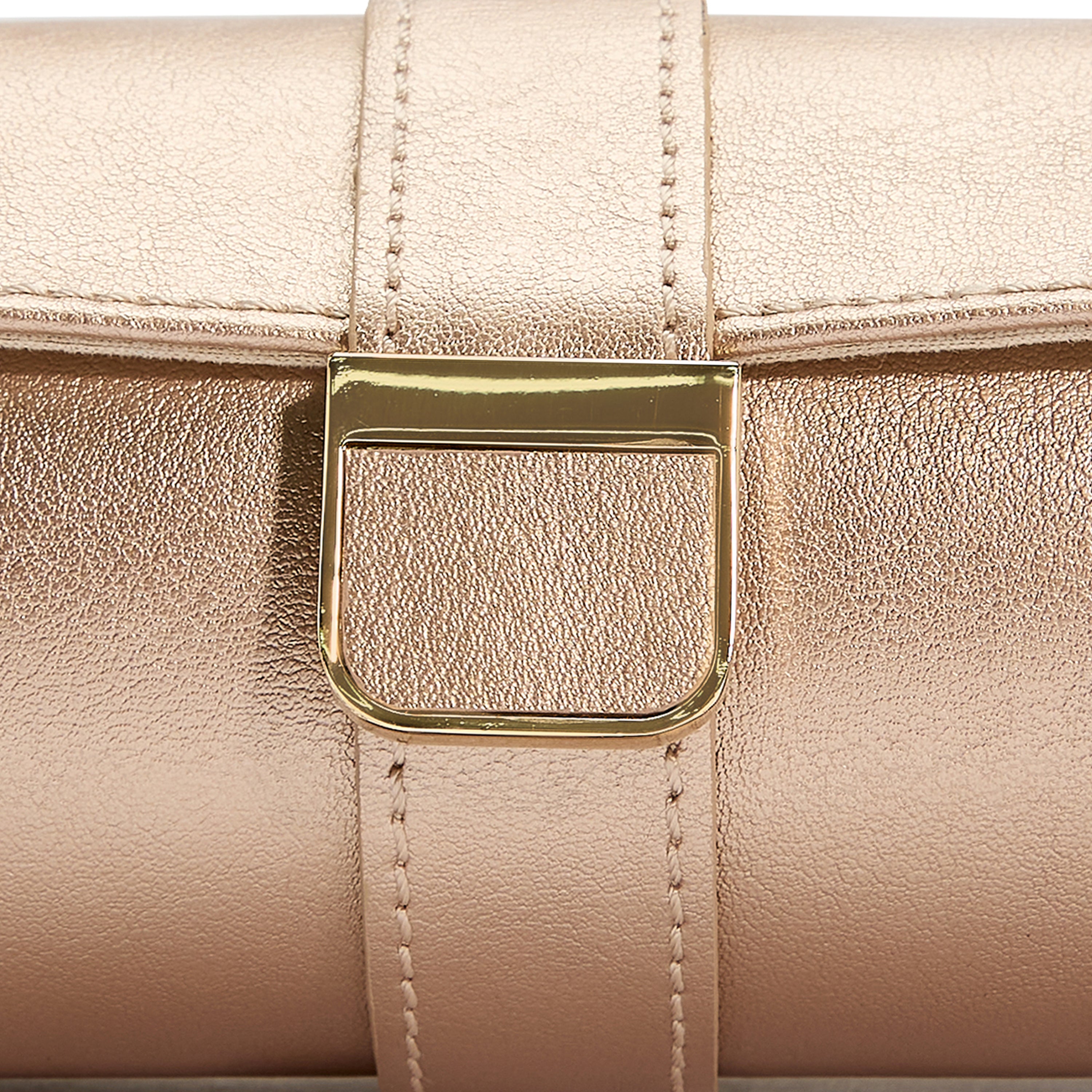 Rose Gold WOLF Palermo Double Watch Roll with Jewellery Pouch