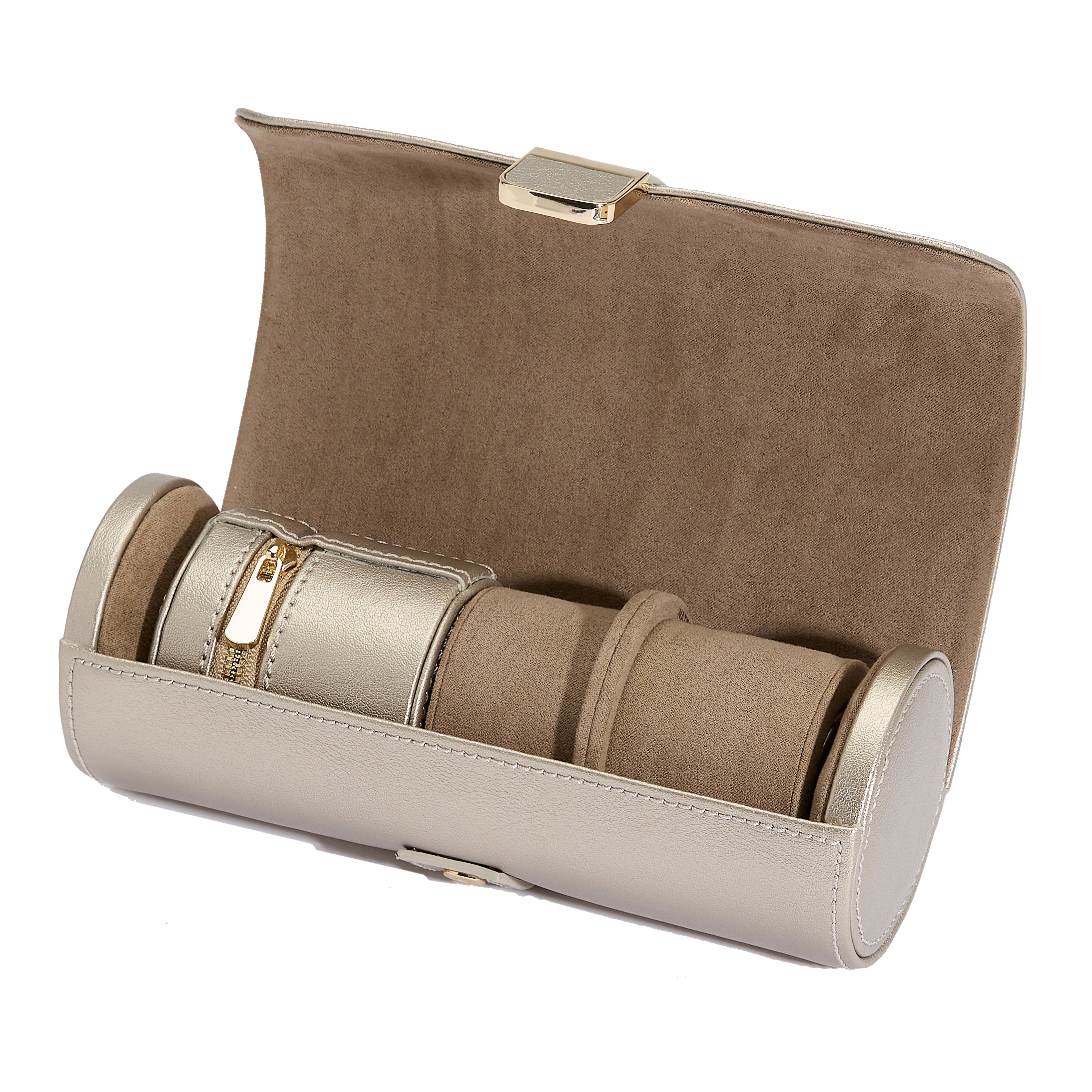 Pewter WOLF Palermo Double Watch Roll with Jewellery Pouch