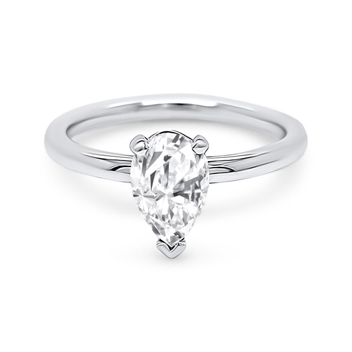 Platinum Pear Solitaire Diamond Engagement Ring