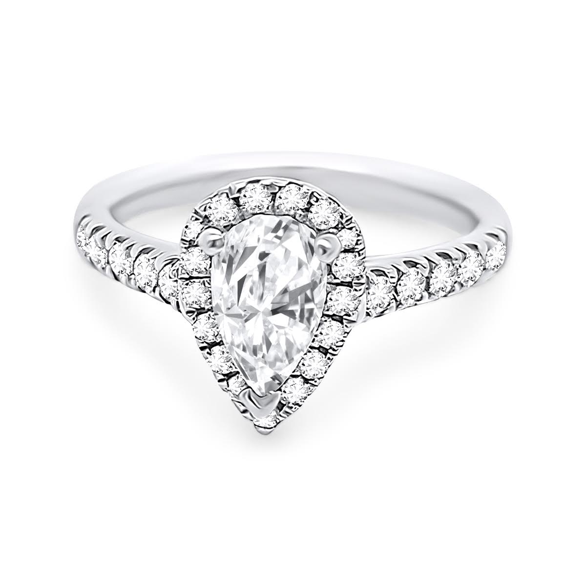 Platinum Pear Halo Engagement Ring