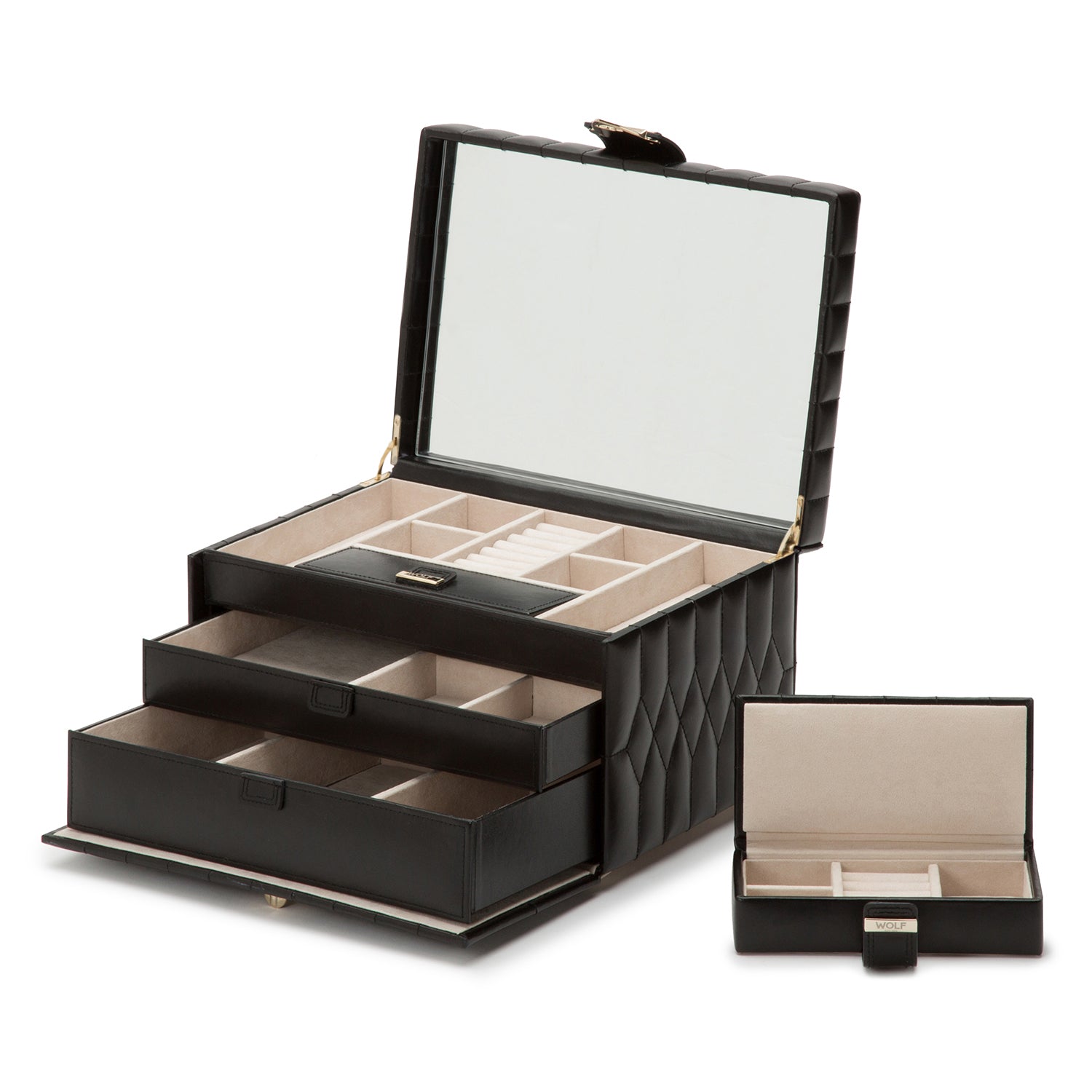 Black WOLF Caroline Medium Jewellery Case