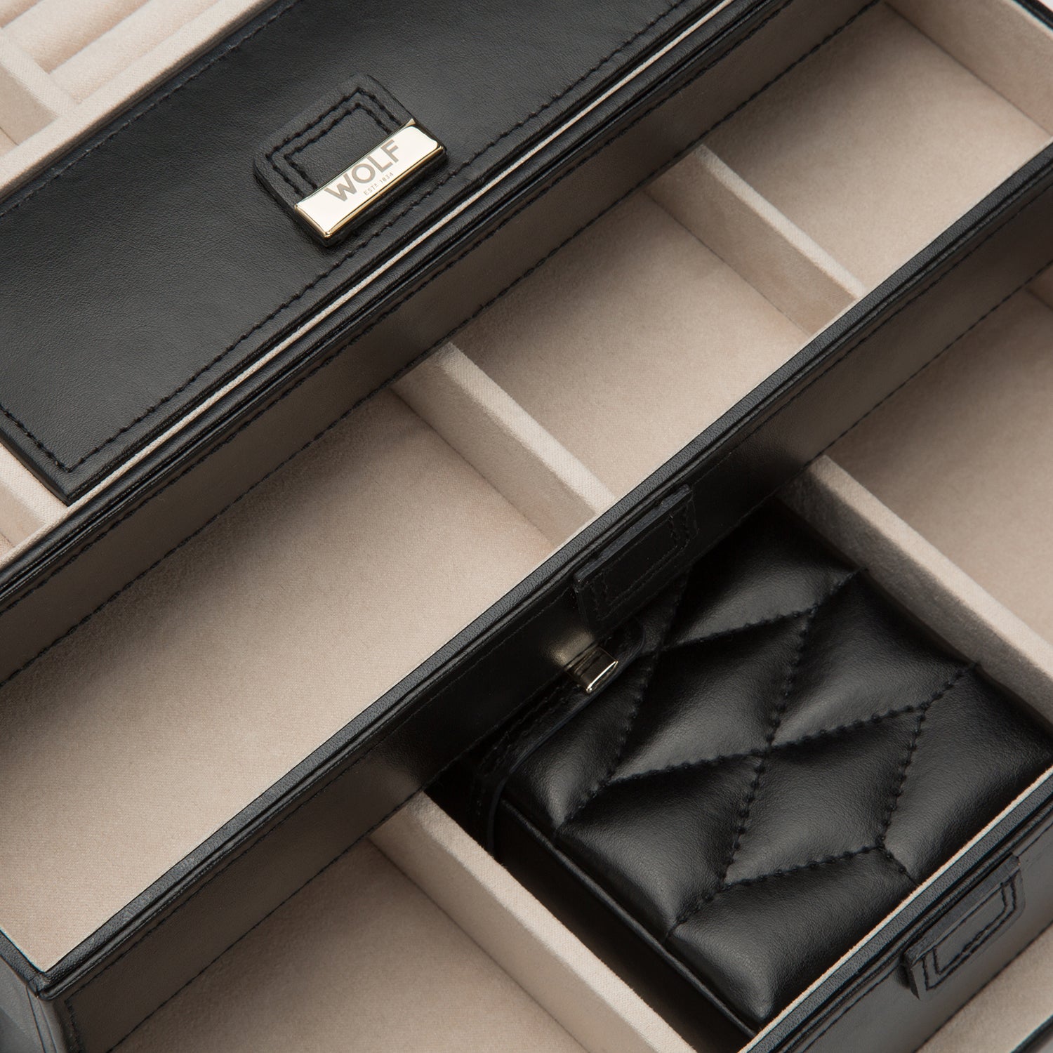 Black WOLF Caroline Medium Jewellery Case