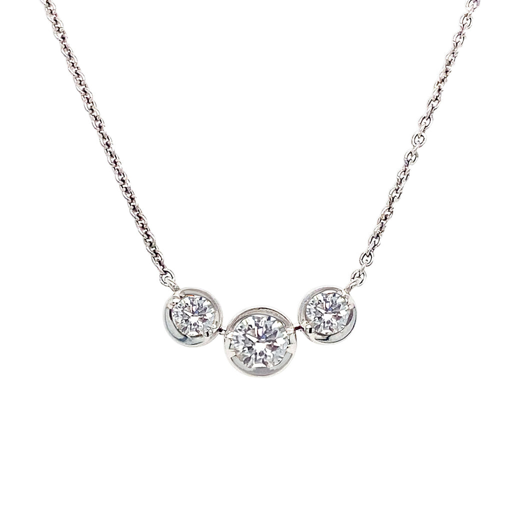 18K White Gold 0.75ct Diamond Trilogy Necklace