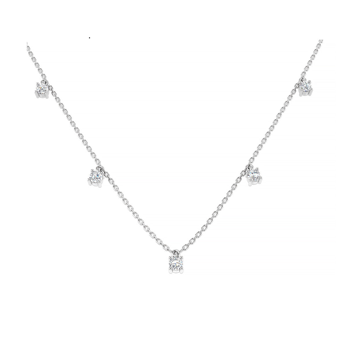 18K White Gold Diamond Necklace/ 7.5"