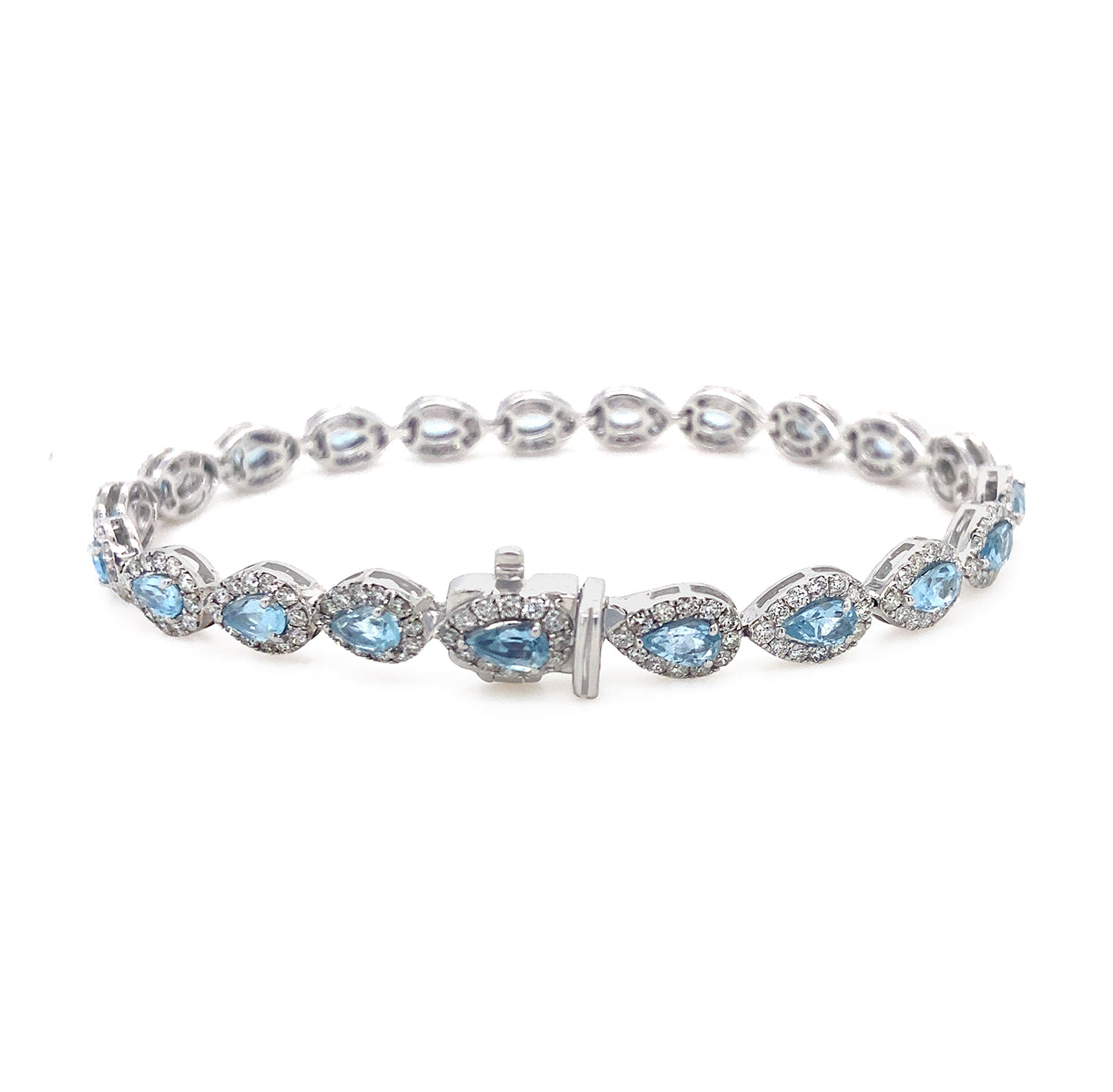 18K White Gold Aquamarine & Diamonds Bracelet