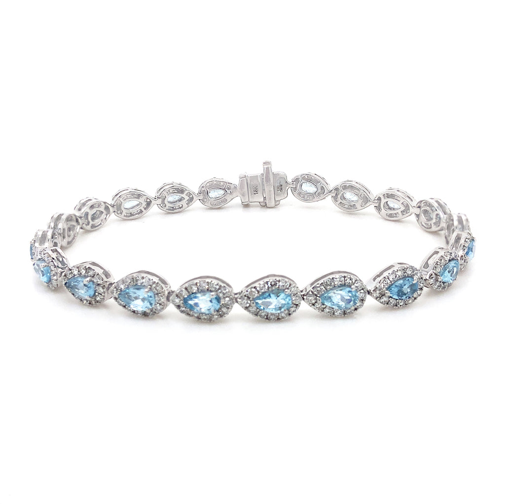 18K White Gold Aquamarine & Diamonds Bracelet
