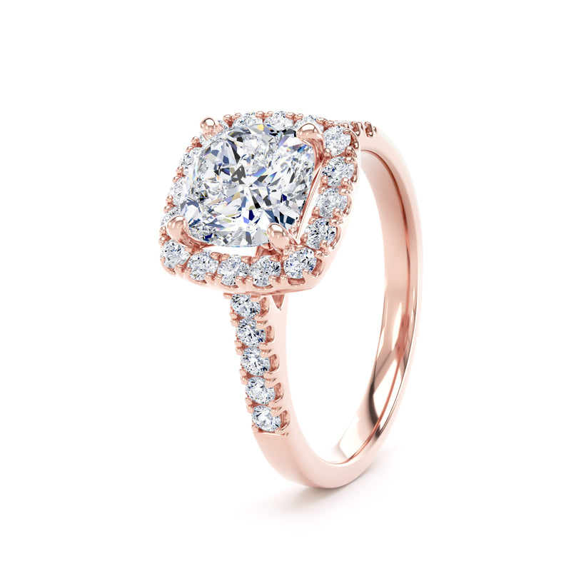 Zoya Cushion Cut Engagement Ring in 18ct Rose Gold