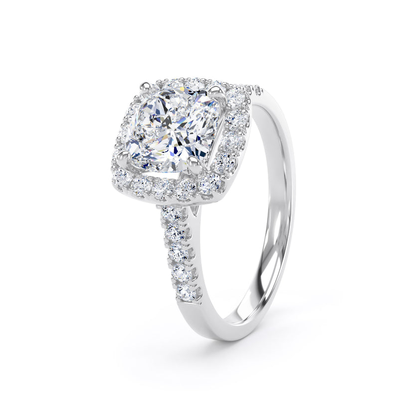 Zoya Cushion Cut Engagement Ring in 18ct White Gold
