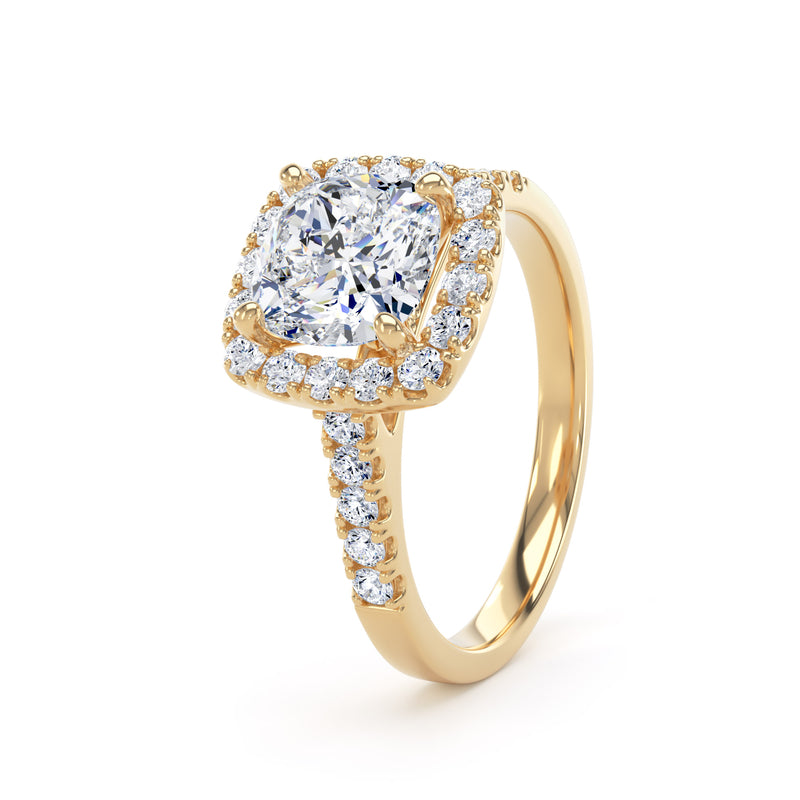 Zoya Cushion Cut Engagement Ring in 9ct Yellow Gold