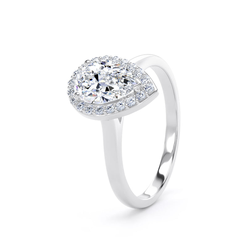 Suri Pear Cut Engagement Ring in 18ct White Gold