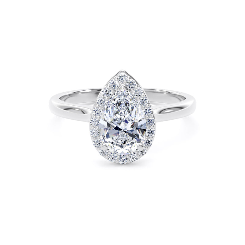 Suri Pear Cut Engagement Ring in 18ct White Gold