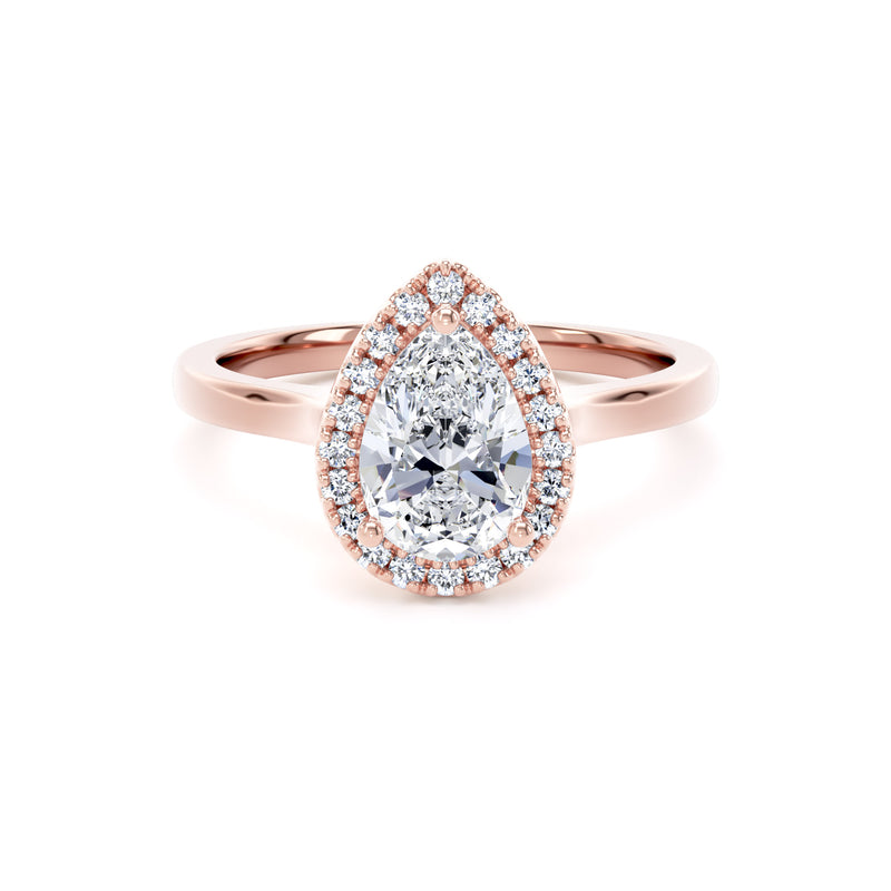 Reina Pear Cut Engagement Ring in 18ct Rose Gold