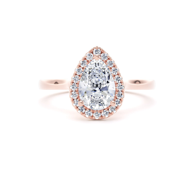 Reina Pear Cut Engagement Ring in 18ct Rose Gold