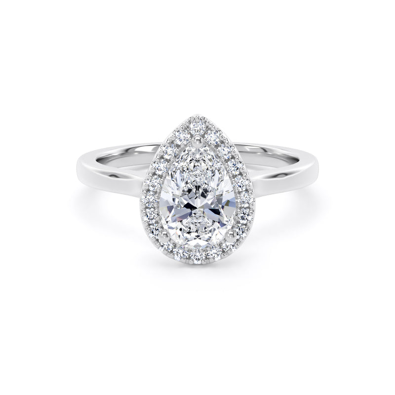 Reina Pear Cut Engagement Ring in 18ct White Gold