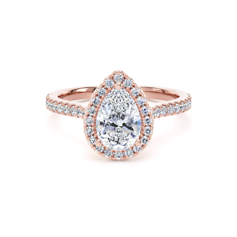 Nell Pear Cut Engagement Ring in 18ct Rose Gold