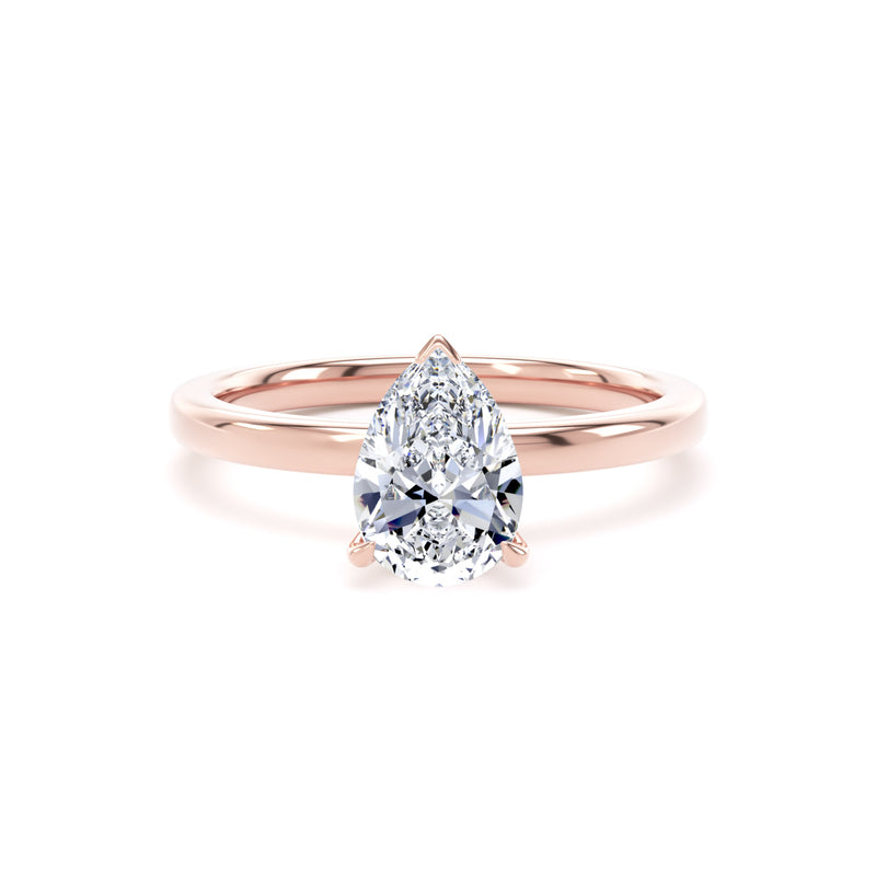 Leda Pear Cut Engagement Ring in 18ct Rose Gold